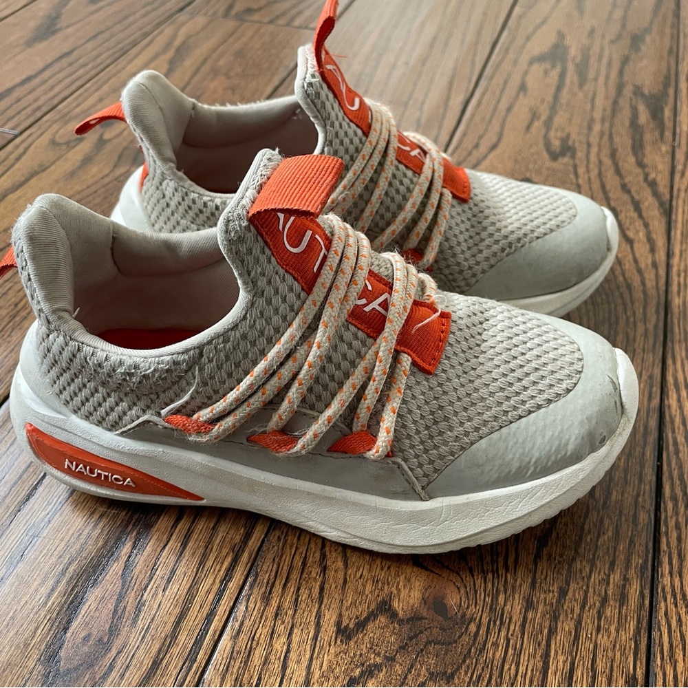 Nautica Kids Grey and Orange Athletic Sneakers
